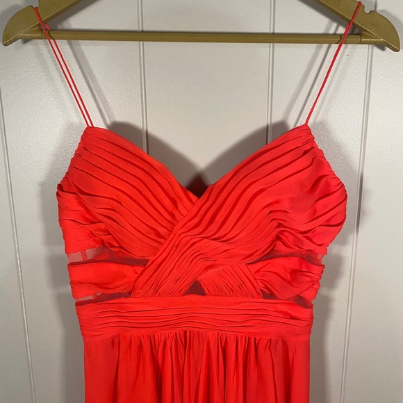 Hailey Logan Adrianna Papell Neon Homecoming Dress Size 7/8 Ruched Chiffon - Picture 4 of 15